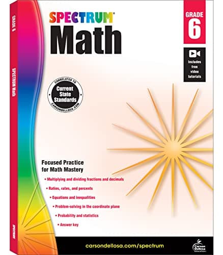 Spectrum Math Workbook Grade 6 cover